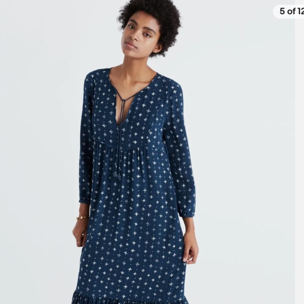 MADEWELL Silk Medallion Dot Maxi Dress in Coin Black Sea